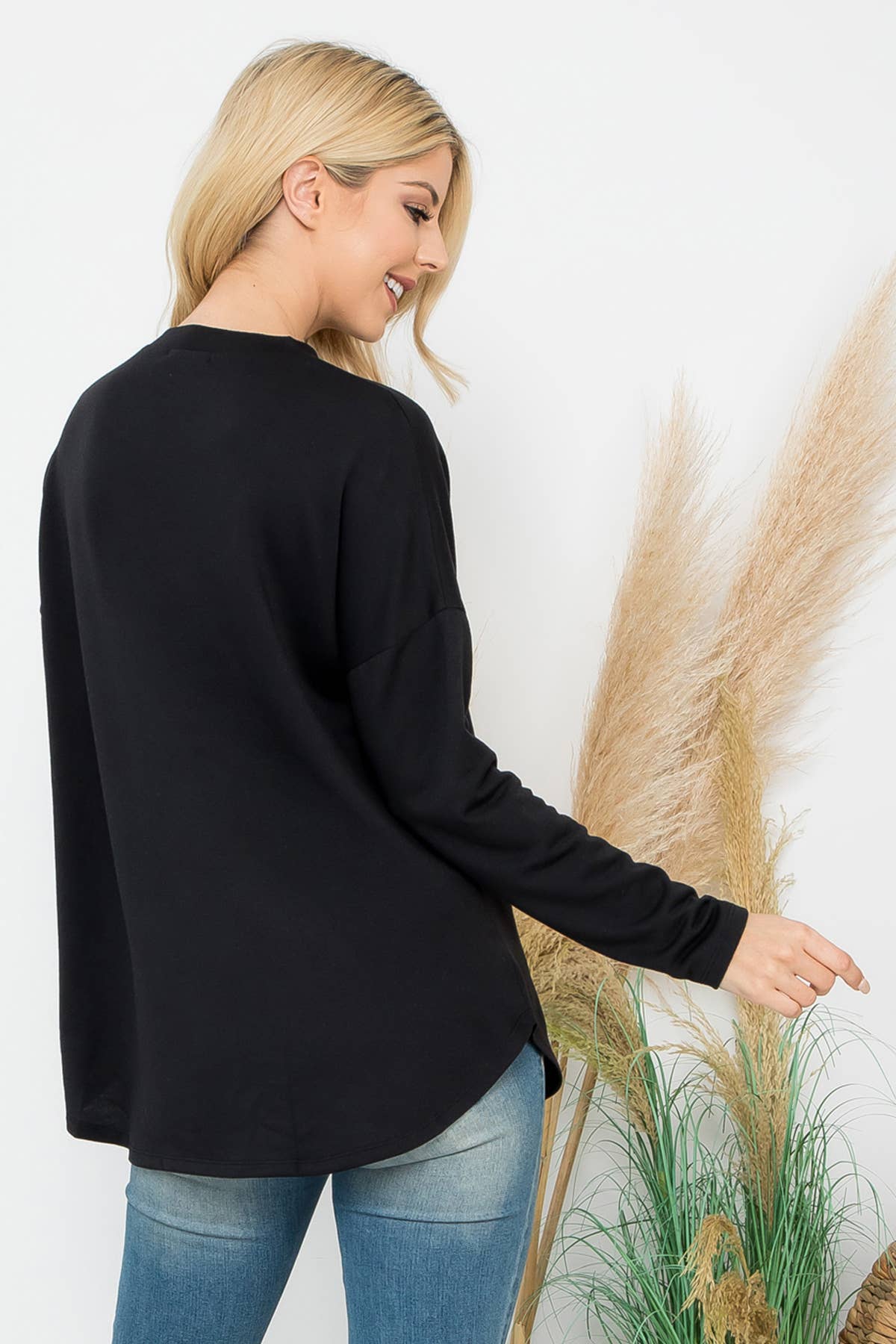 You & Me - Vente Tunique – femme - HAUT EN MOLLETON À MANCHES LONGUES YMT20090V ET OURLET ARRONDI1