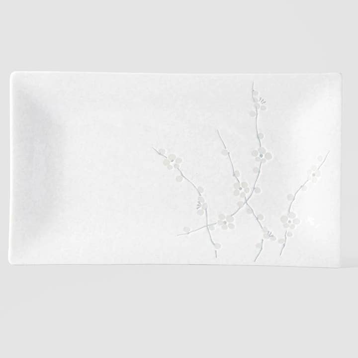 White Blossom rectangular platter 33cm for wholesale by Made In Japan Tableware