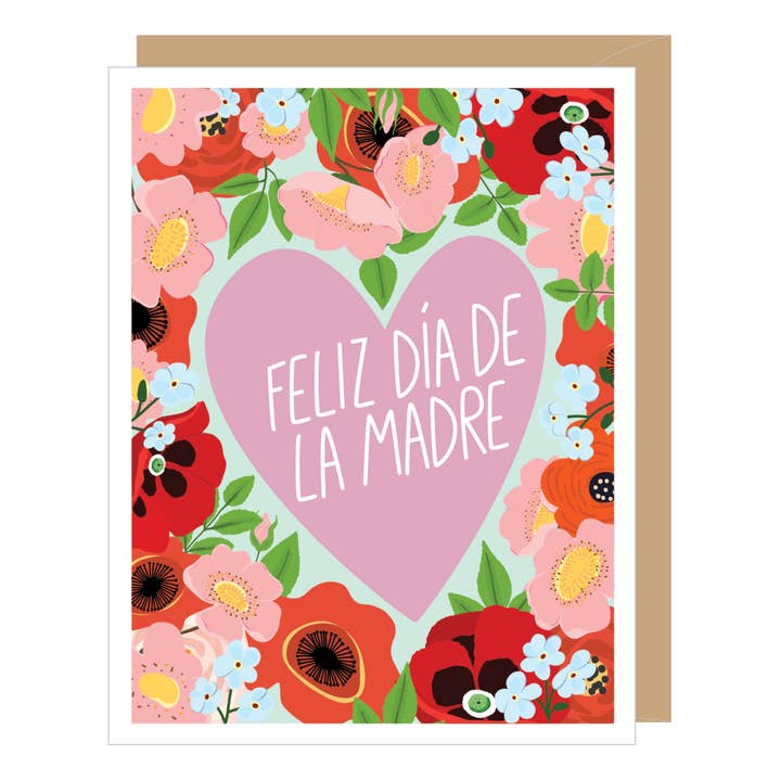SPANISH Floral Heart Happy Mother's Day Card for wholesale by Apartment 2 Cards