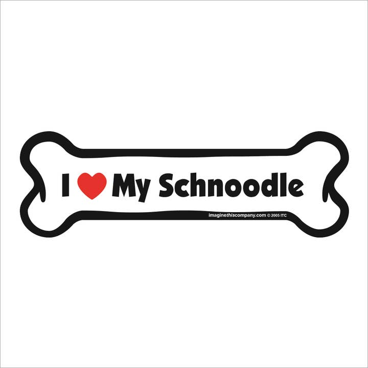 Aimant pour voiture en forme d'os, I Love My Schnoodle pour la vente par Imagine This Company