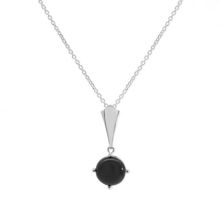 Collier Pendentif Cercle Audacieux avec Véritable Onyx (N 4355OX) pour la vente par Boma Jewelry