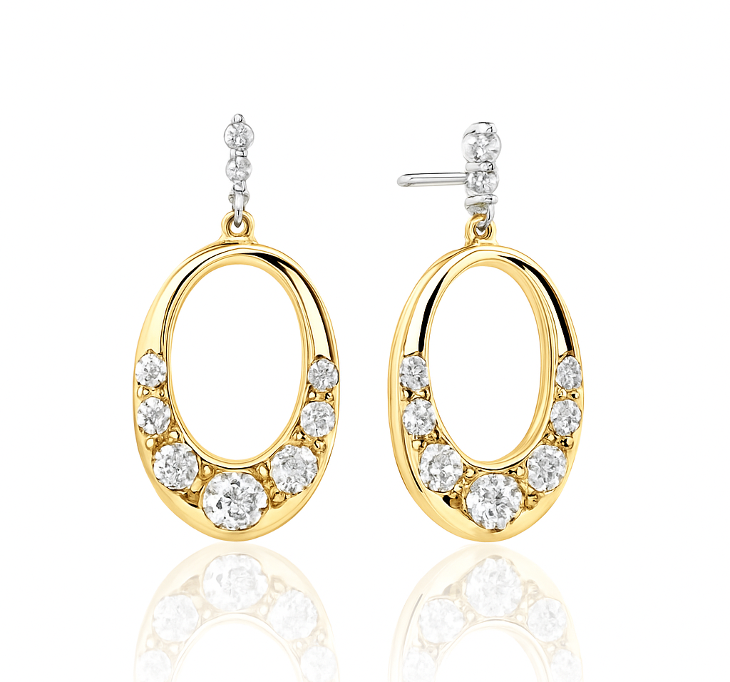 Lolovivi Jewelry – Engroshandel Hængeøreringe og creoløreringe – Ellis Drop Øreringe - Gule Guld Lab-Dyrkede Diamant Øreringe0