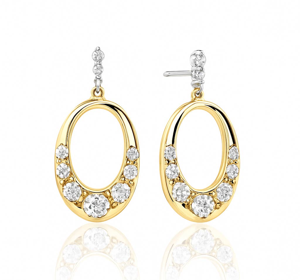 Lolovivi Jewelry - Wholesale Dangle Earrings - The Ellis Drop Earrings - Yellow Gold Lab-Grown Diamond Earrings