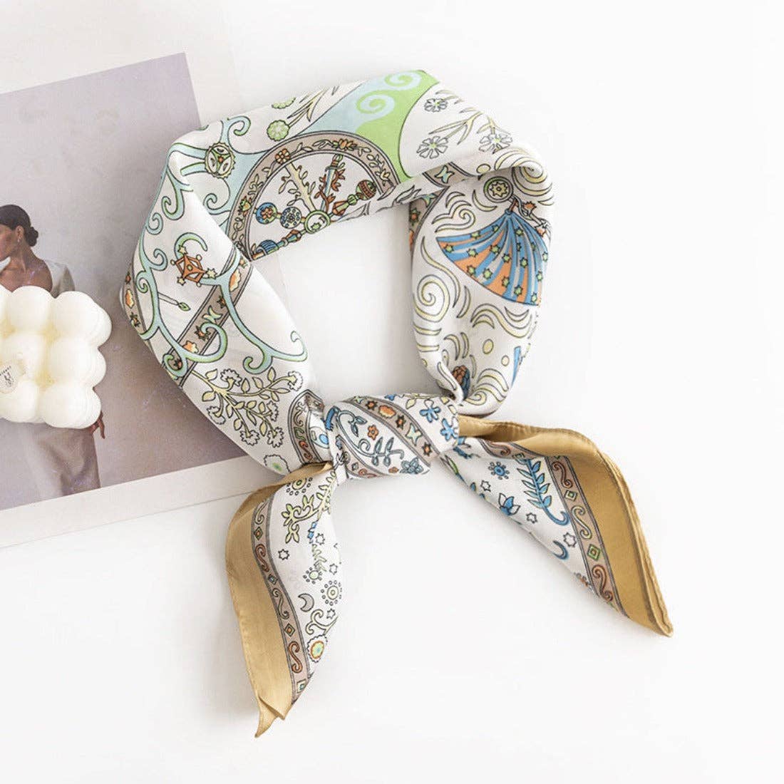 Funkyrel® Atzbranding Limited – wholesale Scarf – Women's – Scarvii - Vintage Pattern Square Scarf4