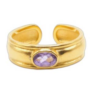 Bague en argent plaqué or améthyste pour la vente par MOC Atelier