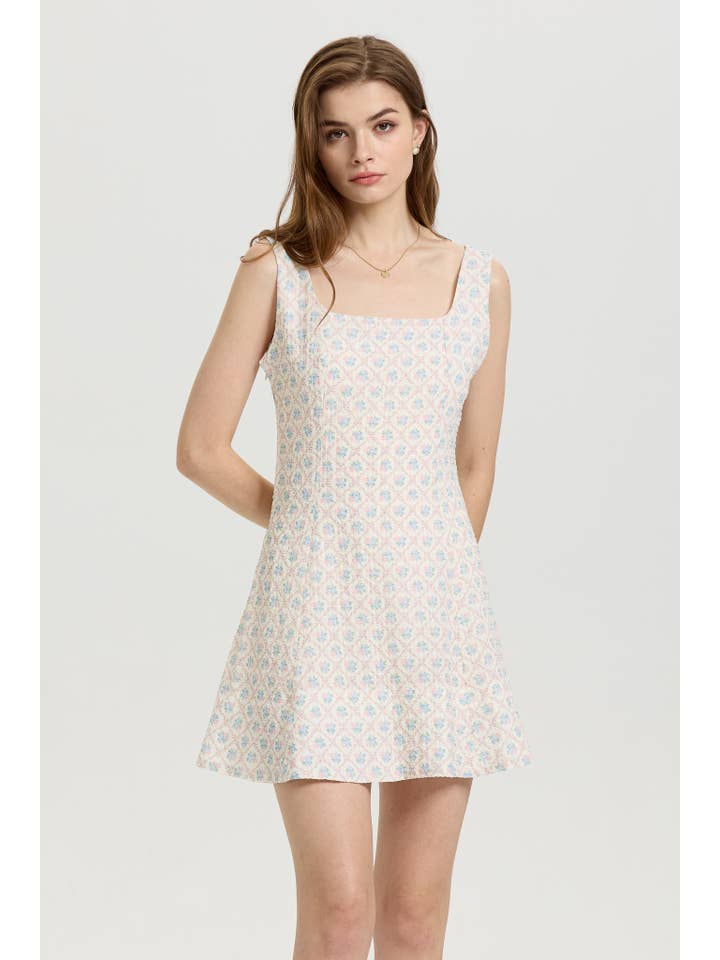 ROSIE POSIE - Wholesale Dress - Women's - Sleeveless A-Line Mini Dress with Pastel Floral Print