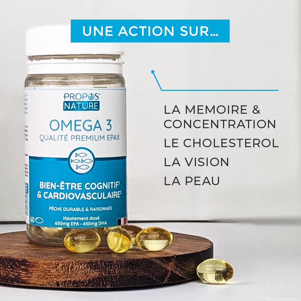 Propos'Nature - Vente Supplément oral/vitamine - Oméga-3 - Qualité Premium EPAX -  60 capsules5