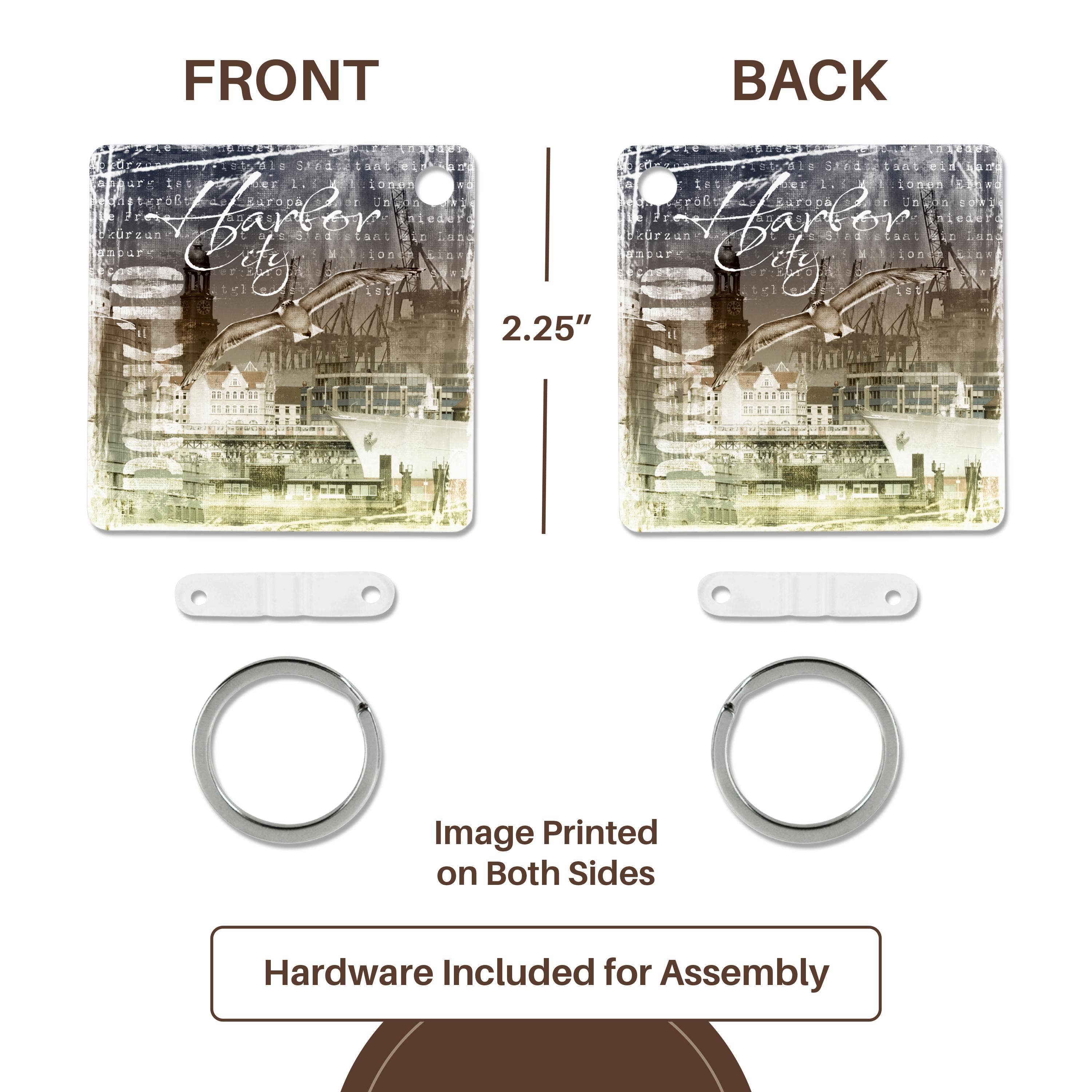 3dRose - Vente Porte-clés – unisexe - 3dRose, Illustration du port de Hambourg en Allemagne en bleu, porte-clés4