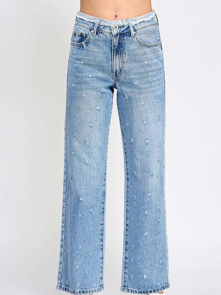 P8098M - JEANS MET HOGE TAILLE EN STRAKKE ZOOM voor wholesale door SAIGE DENIM