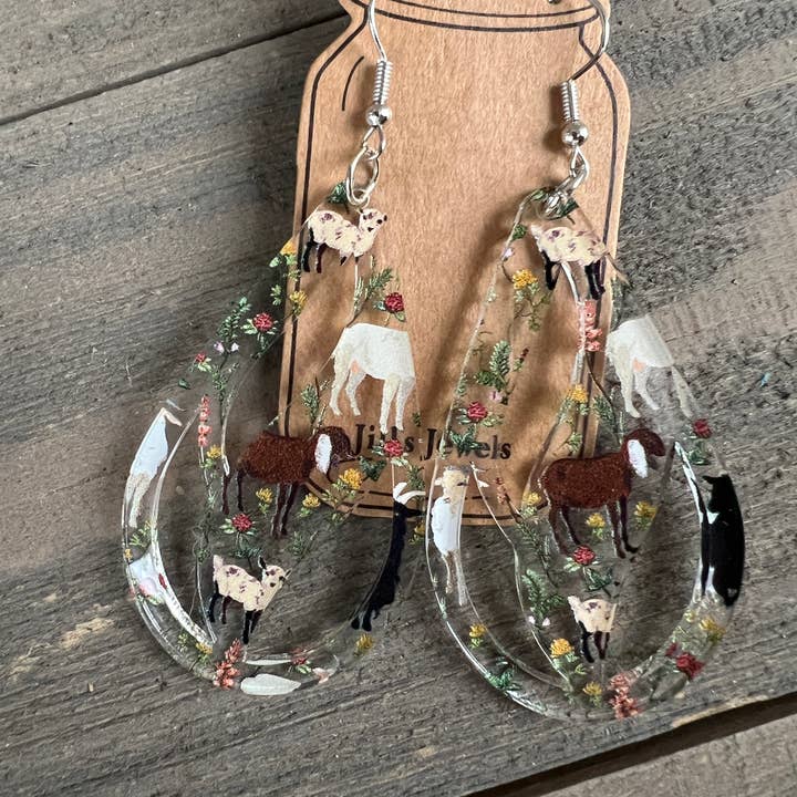 Goat Farm Western Print Teardrop akryl örhängen för wholesale av Jill's Jewels
