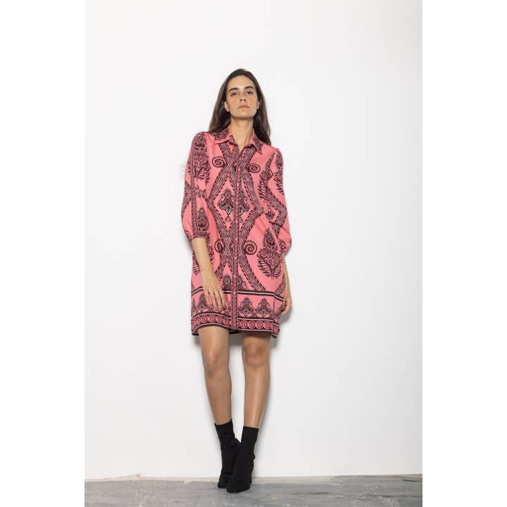 SALMON MOTIFS AVA DRESS for wholesale by Maude-Vivante