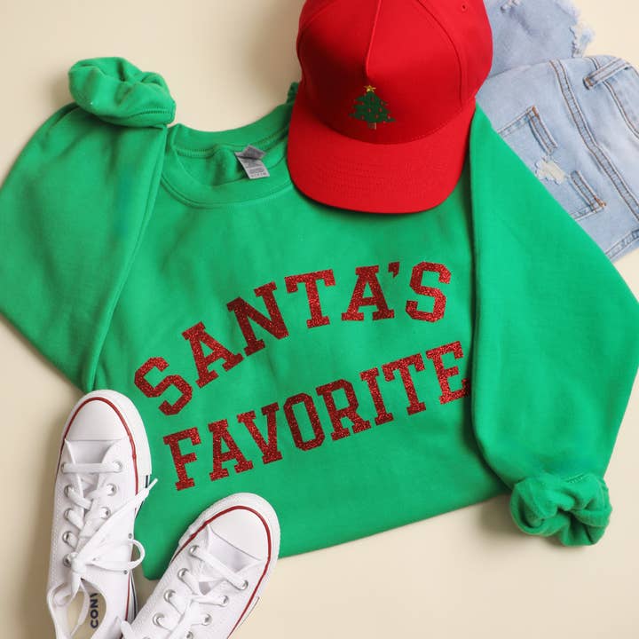 SANTA'S FAVORITE Heavyweight Fleece Sweatshirt for wholesale by Fashion City