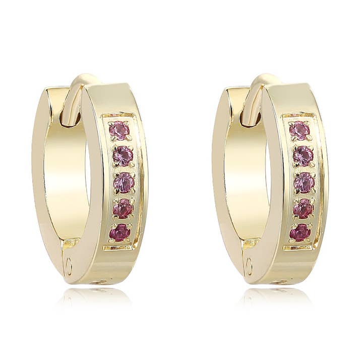 Pink Stone Huggie Back for wholesale by The Tiny Gem