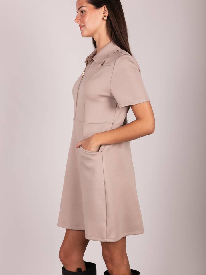 P. CILL - Wholesale Dress - Women's - P. CILL Butter Modal Quarter Zip Short Sleeve Dress23