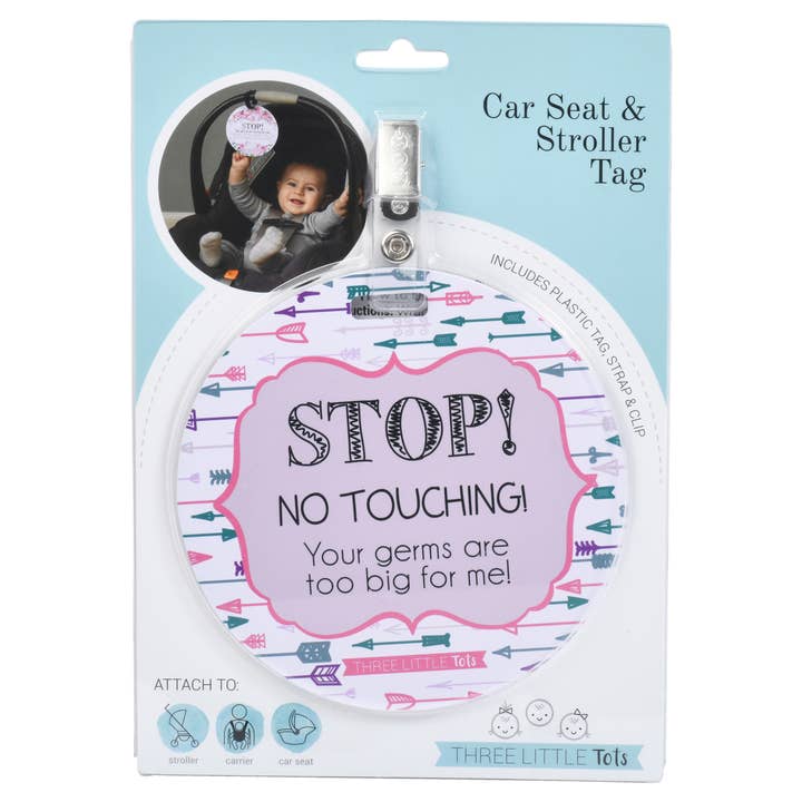 Three Little Tots - Wholesale Car Seat Cover - Kids & Baby - Pink Arrow No Touching Car Seat and Stroller Tag
