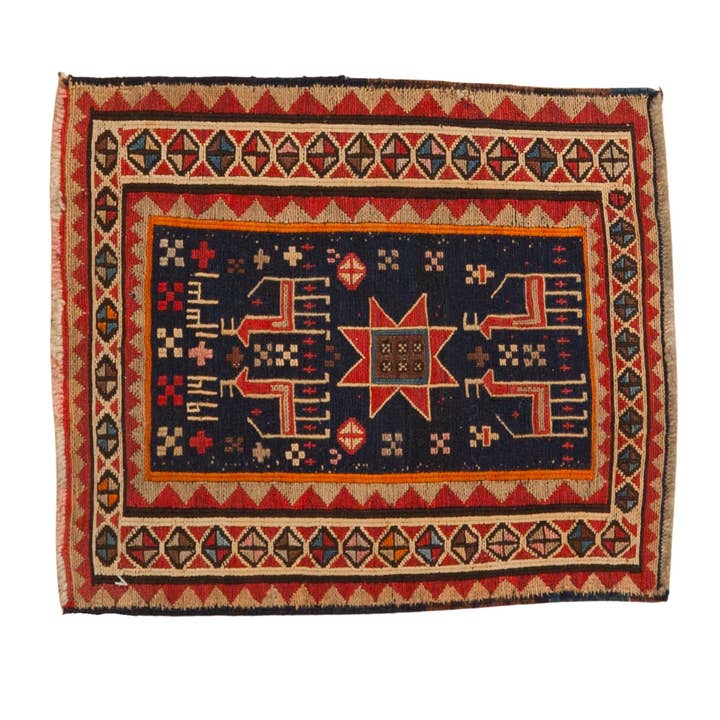 1.5x1.5 Antique Caucasian Soumac Square Rug Mat for wholesale by Old New House