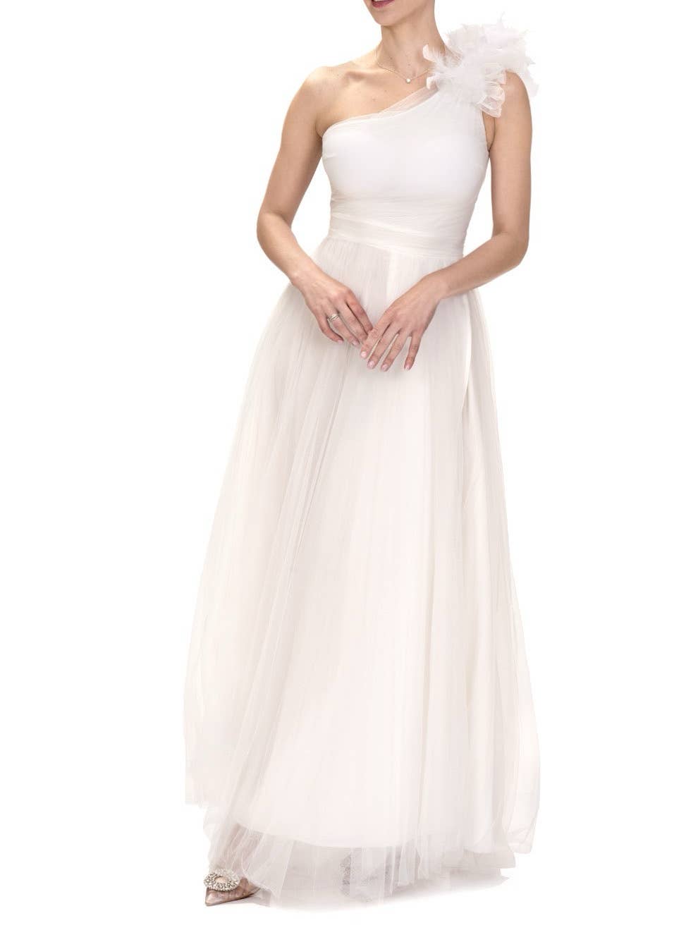 Victoria Moda - Wholesale Gown - Women's - Asymmetric tulle party dress with slit8