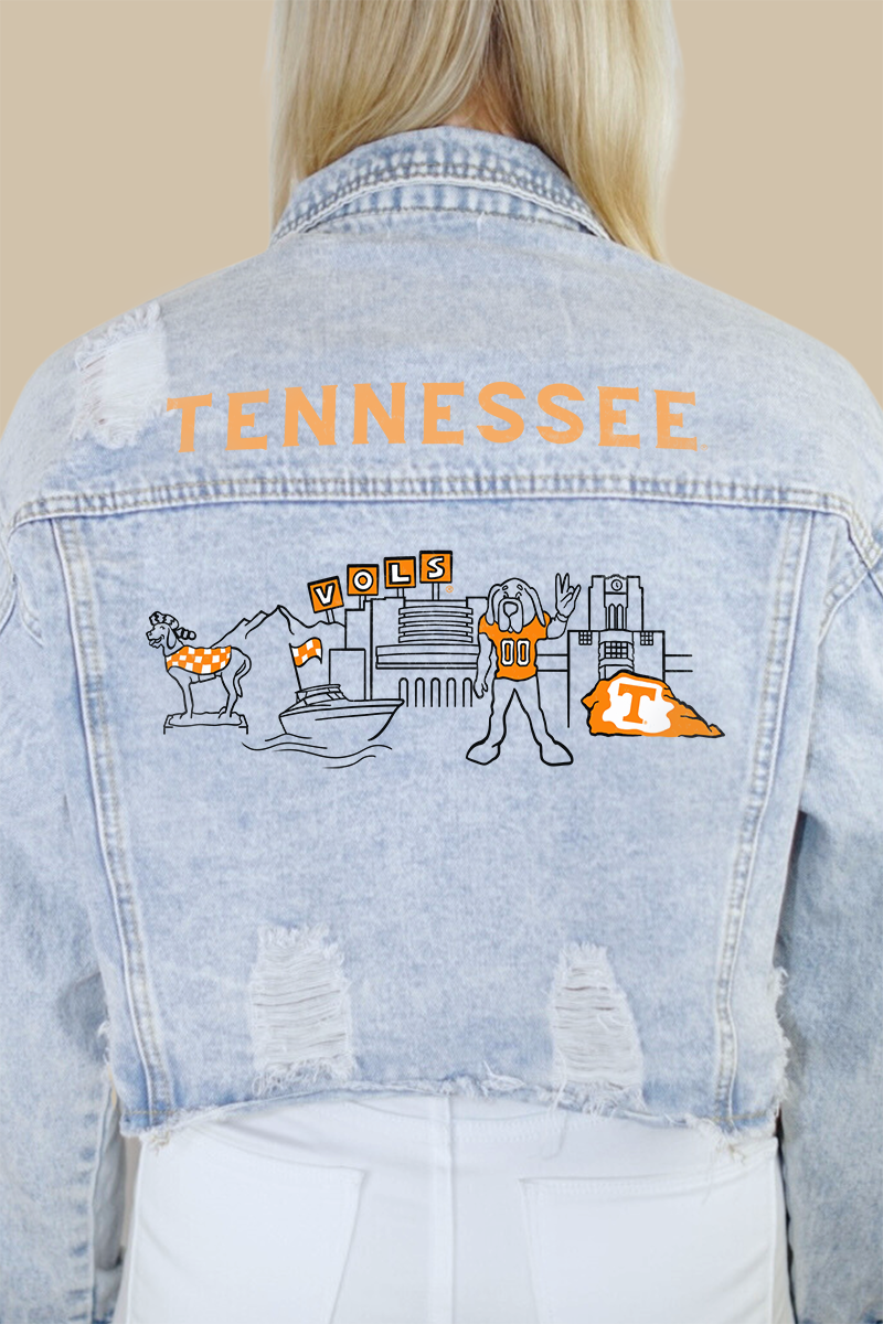 Vintage Hand-Painted Denim Vest online of Atlanta Skyline M One of a Kind