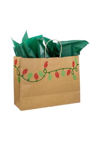 Store Supply Warehouse - Wholesale Gift Bag - Holiday Lights Christmas Paper Shopping Bags - Case of 1001