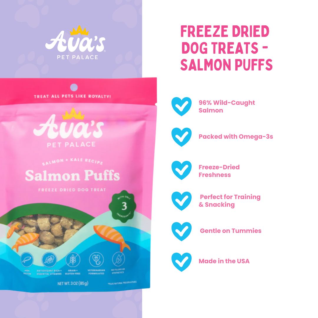 Ava's Pet Palace - Wholesale Pet Treats - Dog - Freeze Dried Dog Treats - Wild Salmon  + Kale & Flax seed1
