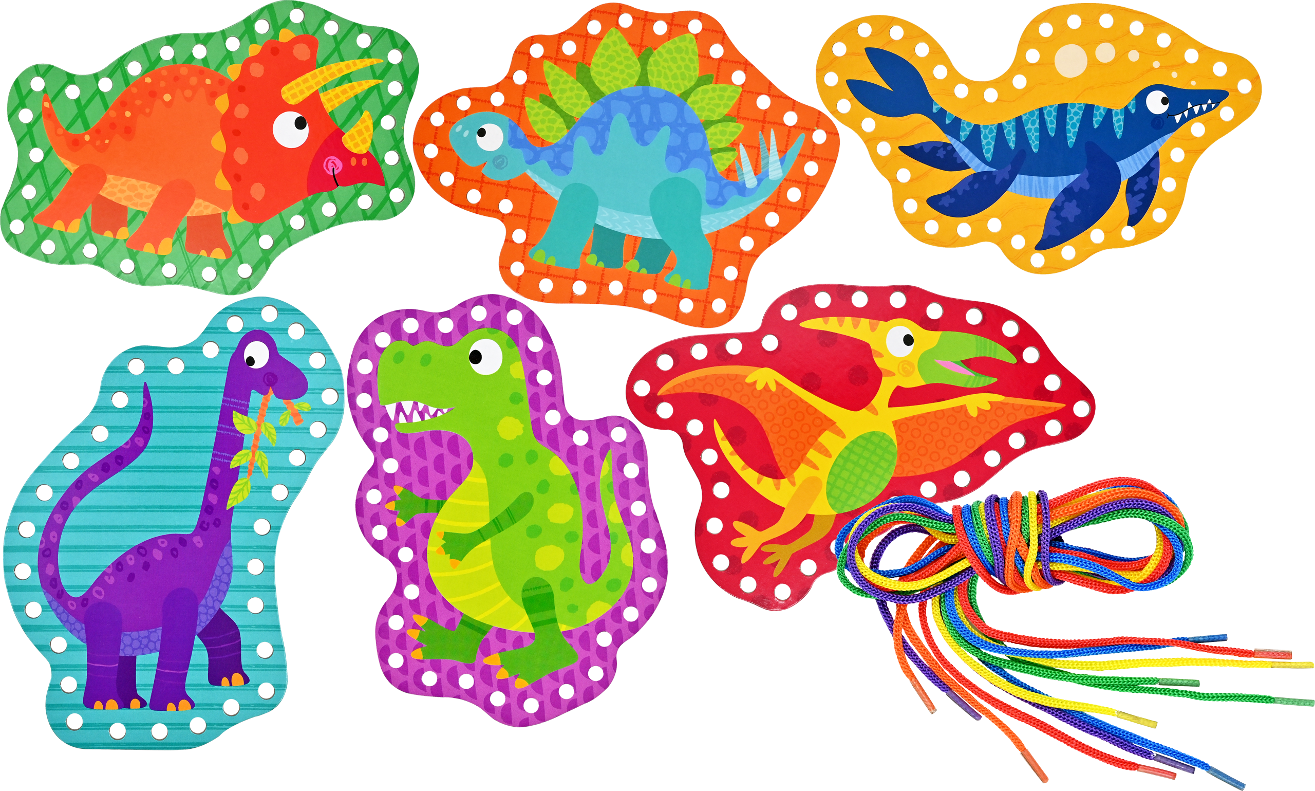 Peter Pauper Press - Wholesale DIY Craft Kit - Kids - Dinosaurs Lacing Cards1