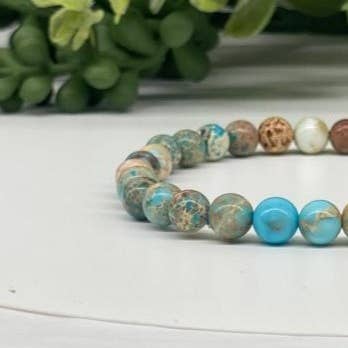 Meraki Gemstones - Wholesale Beaded Bracelet - Imperial Jasper (Ocean Blue) Stretchable Bracelet 6mm Beads1