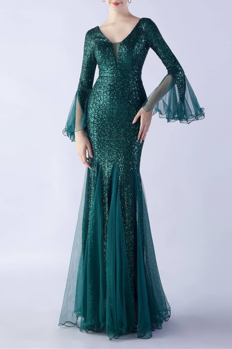 NINEXIS - Wholesale Dress - Women's - CWDMD3627_WAVY MESH BANQUET STAGE SEQUIN DRESS DRESS LONG7