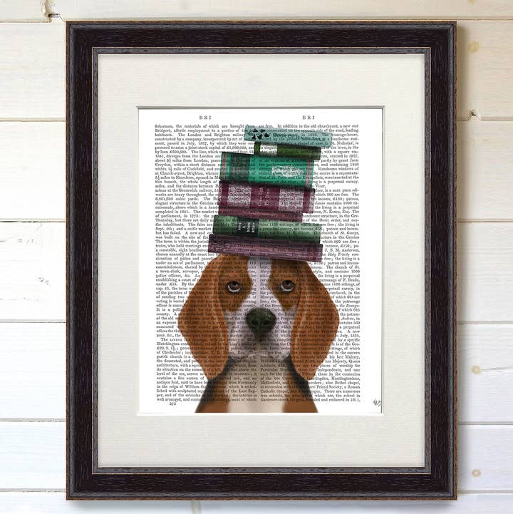 FabFunky Ltd - Wholesale Art Print - Beagle and Books Dog Book Print / Art Print / Wall Art4