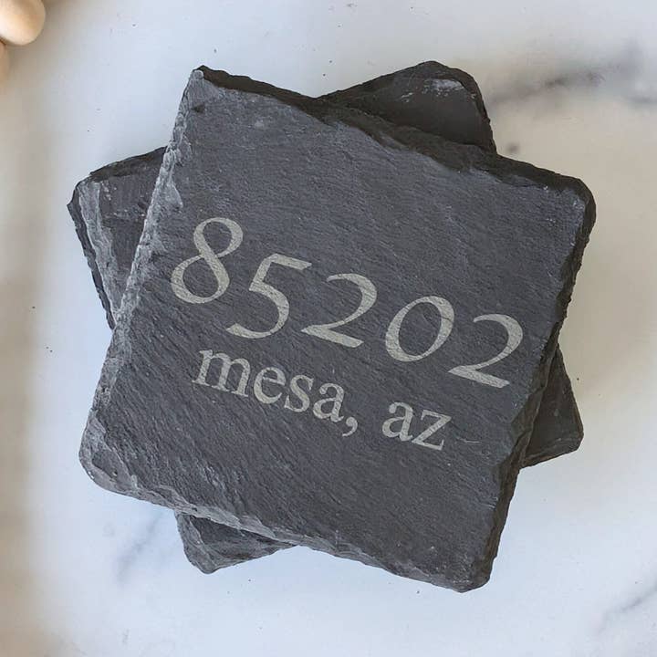 Conjunto de 4 Bases de Copos em Ardósia Personalizadas com Gravação por atacado de Candle N Joy