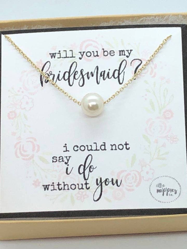 Bridesmaid proposal, bridesmaids gifts, bridesmaid necklace, wedding party gift, I couldn't say I do without you, gift set for bridesmaid for wholesale by Little Happies Co