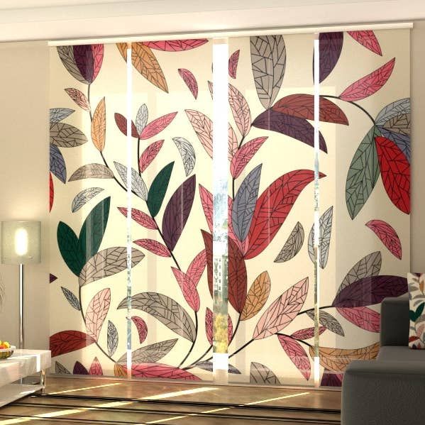 Set of 4 Colored Leaf Panel Curtains for wholesale by IlyDecor
