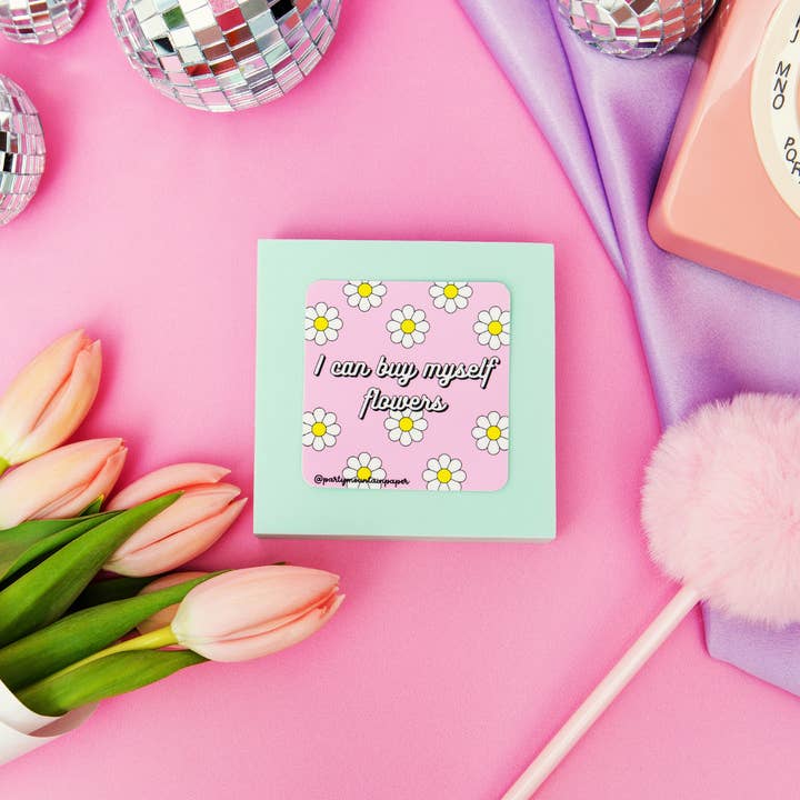 Party Mountain Paper co. - Wholesale Phone & Laptop Stickers - Buy Myself Flowers Sticker | Last Chance