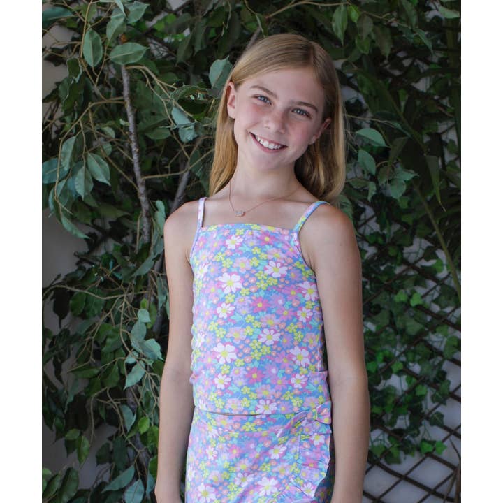 Ärmelloses Mädchen-Top mit floralem Allover-Print für den Großhandel von Paper Flower