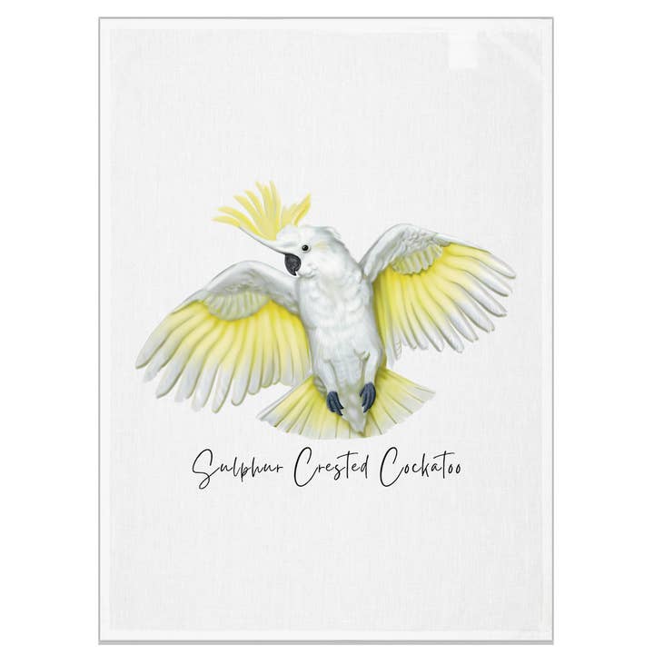 Australiana Gifts Co - Wholesale Tea Towel - AGCT1018: Sulphur Crested Cockatoo Tea Towel