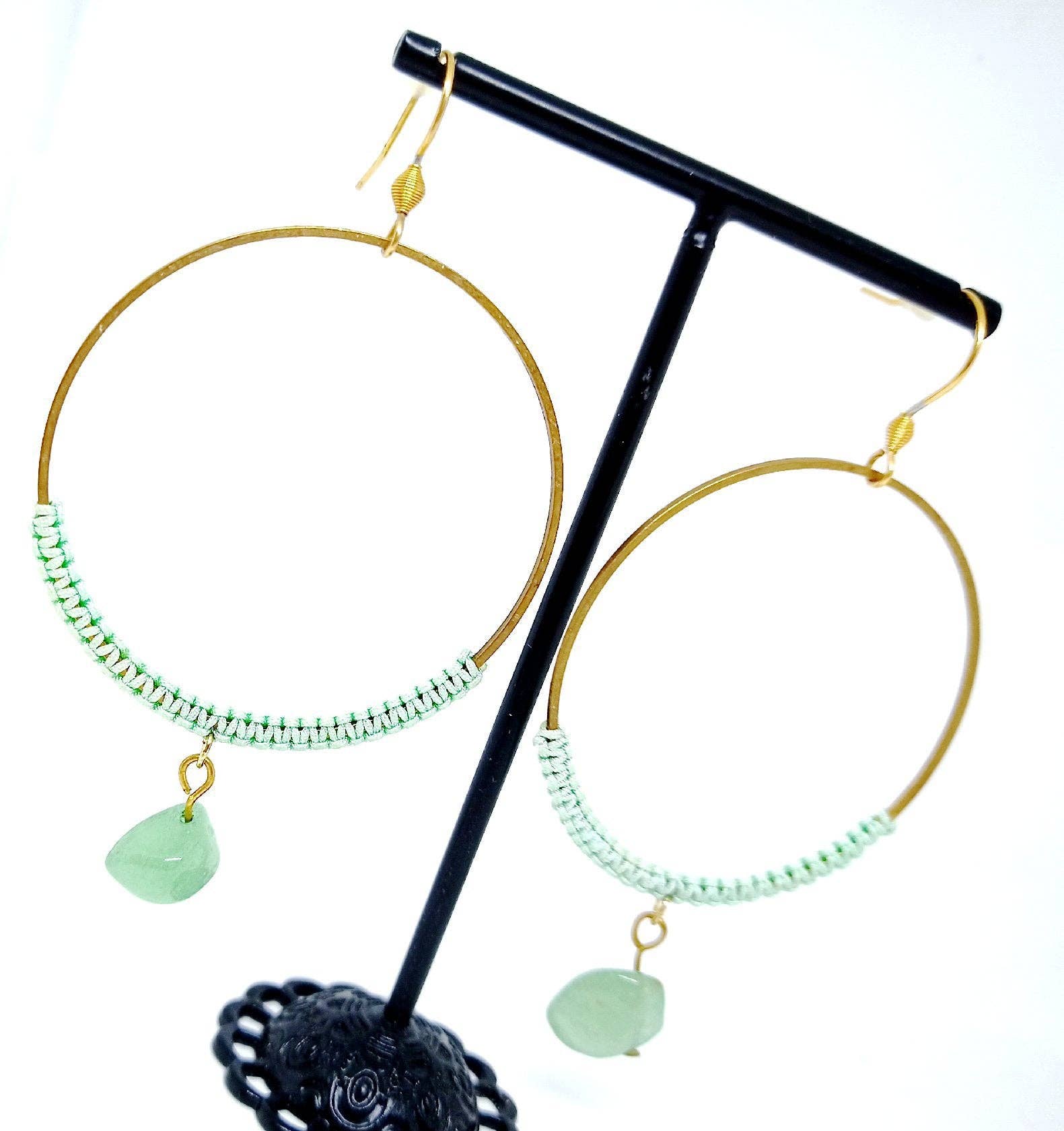 miss camille - Wholesale Dangle Earrings - Large macrame and stone hoop earrings4