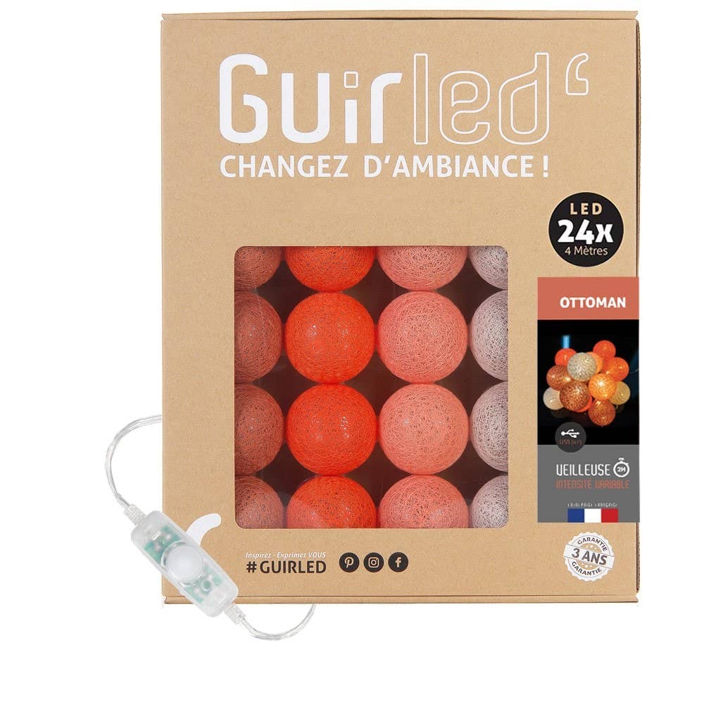 Guirled – Luzes de corda por atacado – Luz de bola de algodão Otoman Classic LED Garland0