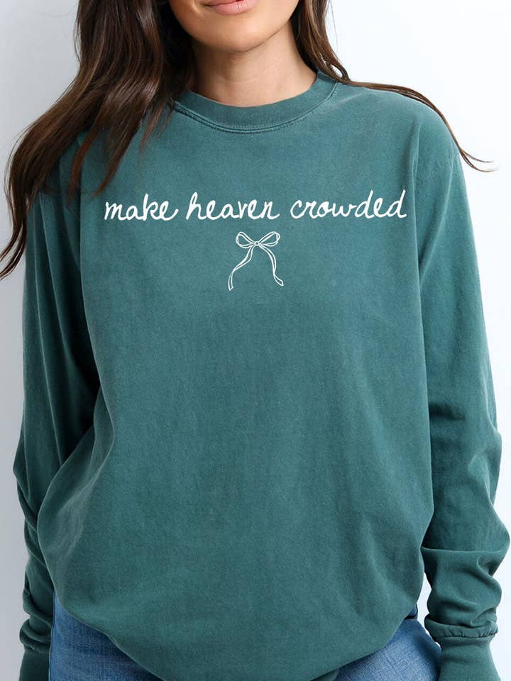 Wholesale Accessory Market - Wholesale Screen Printed T-Shirt - Women's - White Make Heaven Crowded Coquette Comfort Colors Heavyweight Long Sleeve T-Shirt9