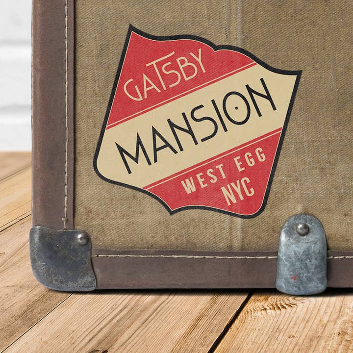Gatsby Mansion Vintage Reisetiket Vinyl Sticker voor wholesale door Literary Craft Parlour