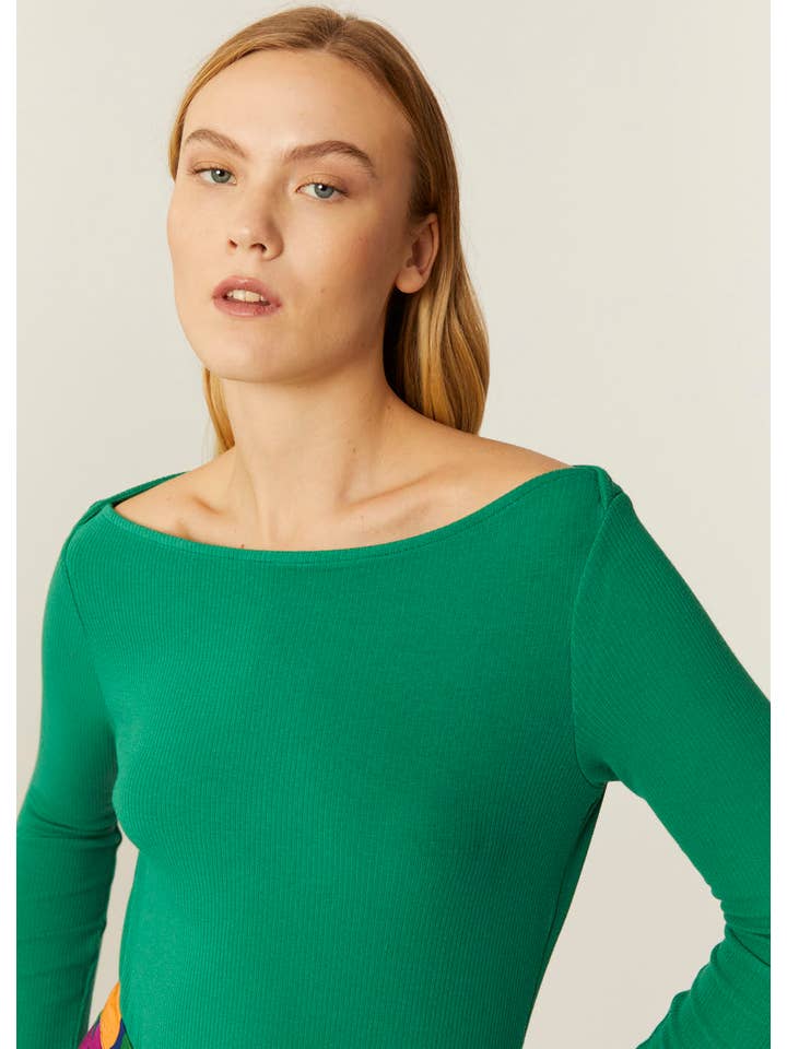 Pepaloves - Wholesale Knit Top - Women's - TOP CANALE CUELLO BARCA VERDE2