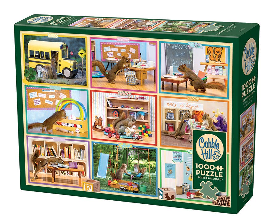 Outset Games and Cobble Hill Puzzles - Vente Puzzle – adulte - Puzzle de 1000 pièces Écureuils à l'école0