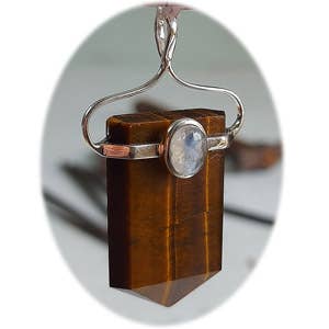 Sterling Stone Healer Pendant - Tigers Eye, Moonstone for wholesale by Crystal Earth Sterling
