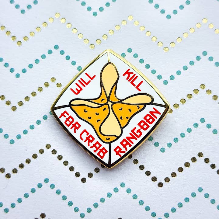 Toku Arts - Wholesale Lapel Pin/Button - Crab Rangoons Enamel Pin
