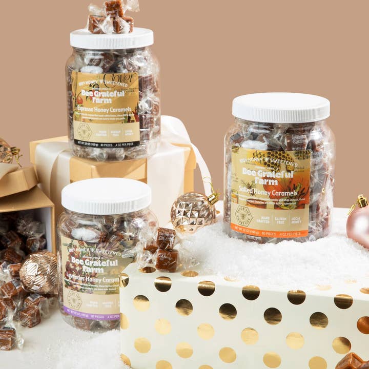 Bee Grateful Farm's 100% Honey Sweetened Caramels - Wholesale Caramel - Grab N Go Jar- Chocolate- 2#- 80 Pieces