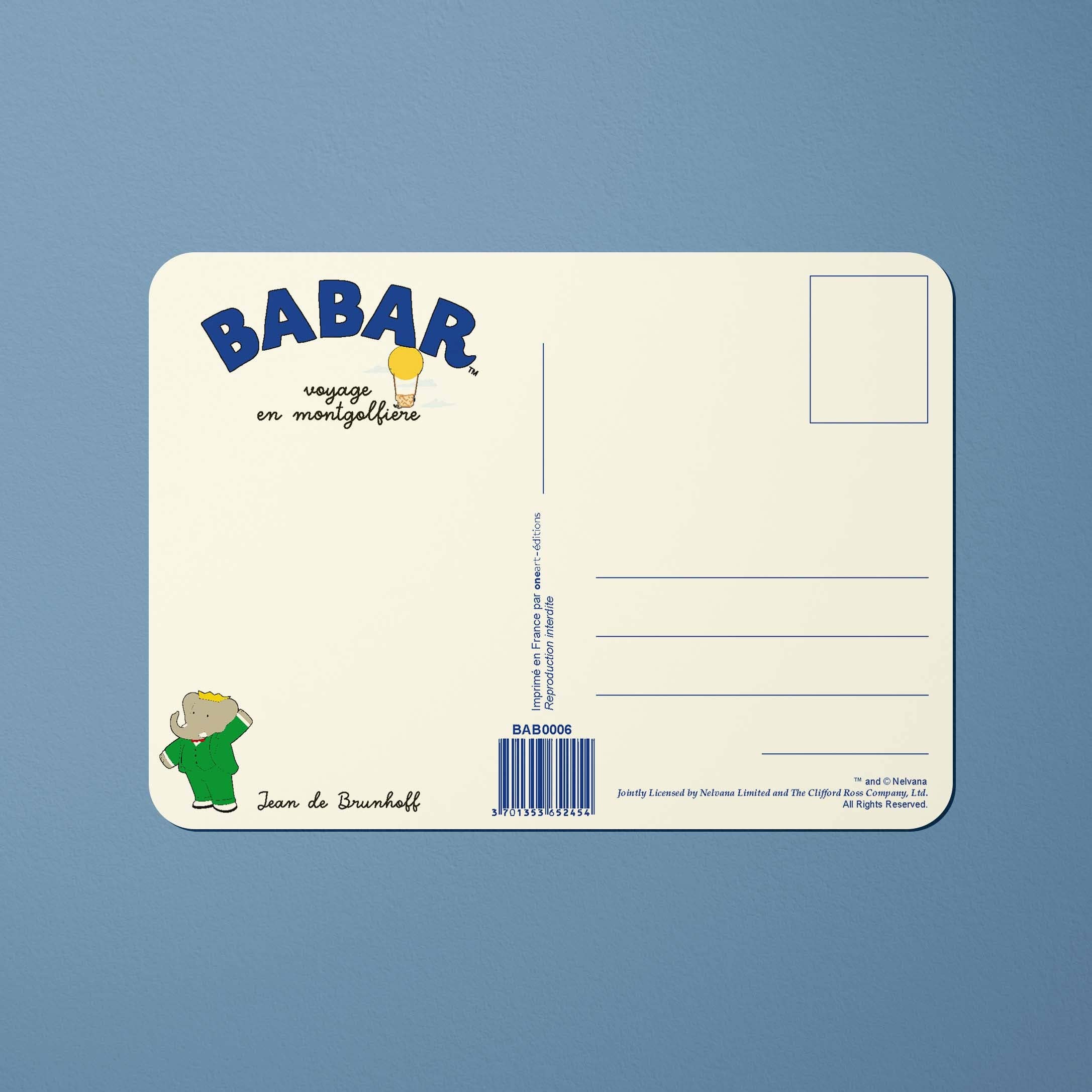 Oneart - Wholesale Postcard - Postcard Babar The Balloon Trip - BAB00062
