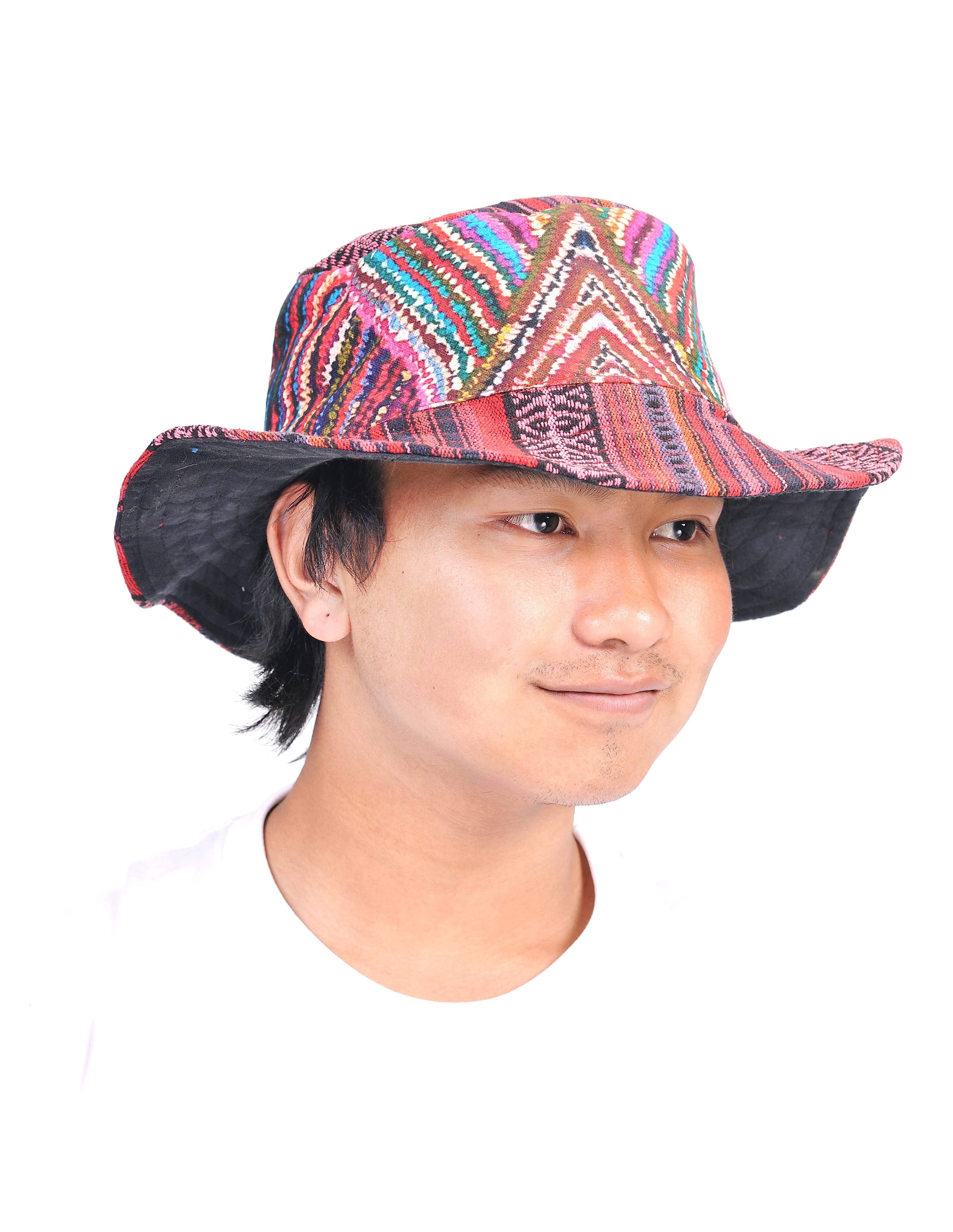 The Collection Royal / Royal Handicrafts - Wholesale Bucket Hat - Women's - Hippie Boho Cotton Bohemian Maroon Unisex Bucket Hat1