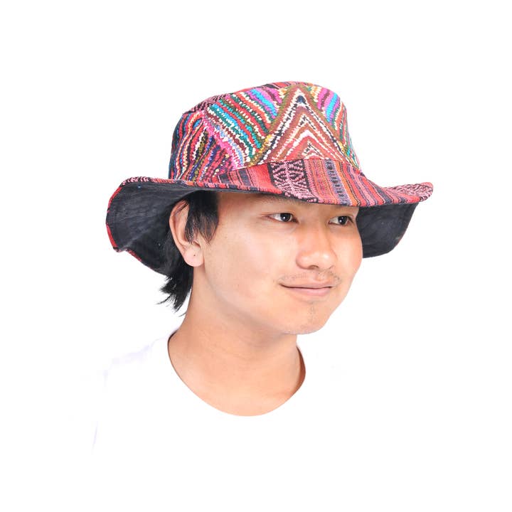 The Collection Royal / Royal Handicrafts - Wholesale Bucket Hat - Women's - Hippie Boho Cotton Bohemian Maroon Unisex Bucket Hat1