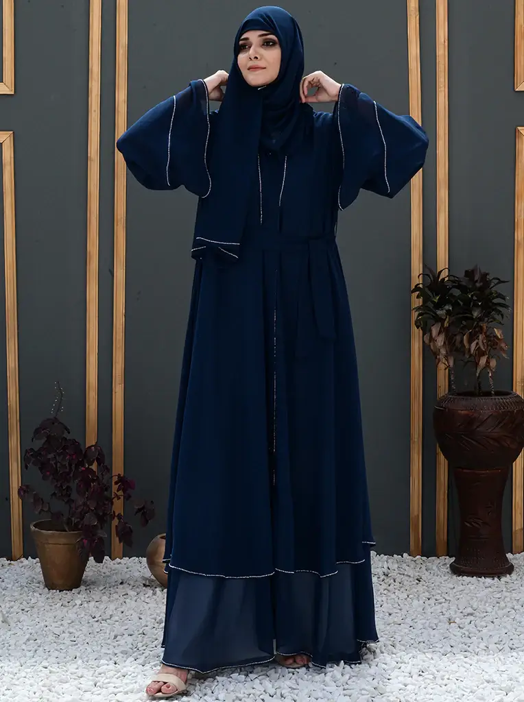 Multi Colored Sareena Front Open Stonework Abaya  for wholesale on Faire3