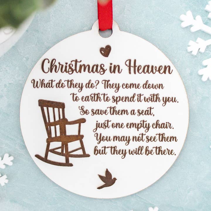 Memorial Christmas Ornament Wood Christmas In Heaven for wholesale by Momenti di Vita