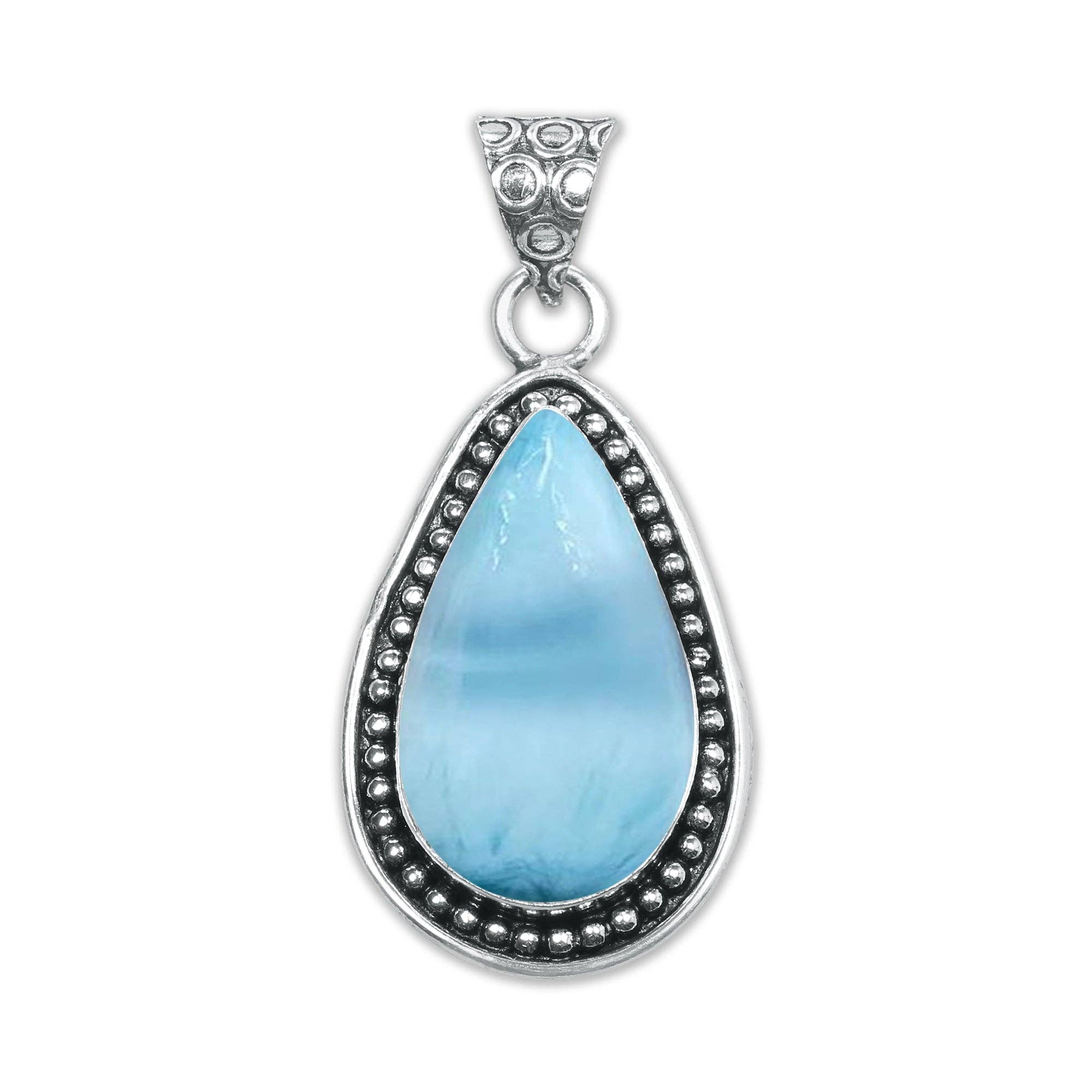 Handmade Jewels - Wholesale Individual charm/pendant - Larimar Artisan Pendants -  Handmade, Silver-Plated Brass, Wholesale (Made To Order)13