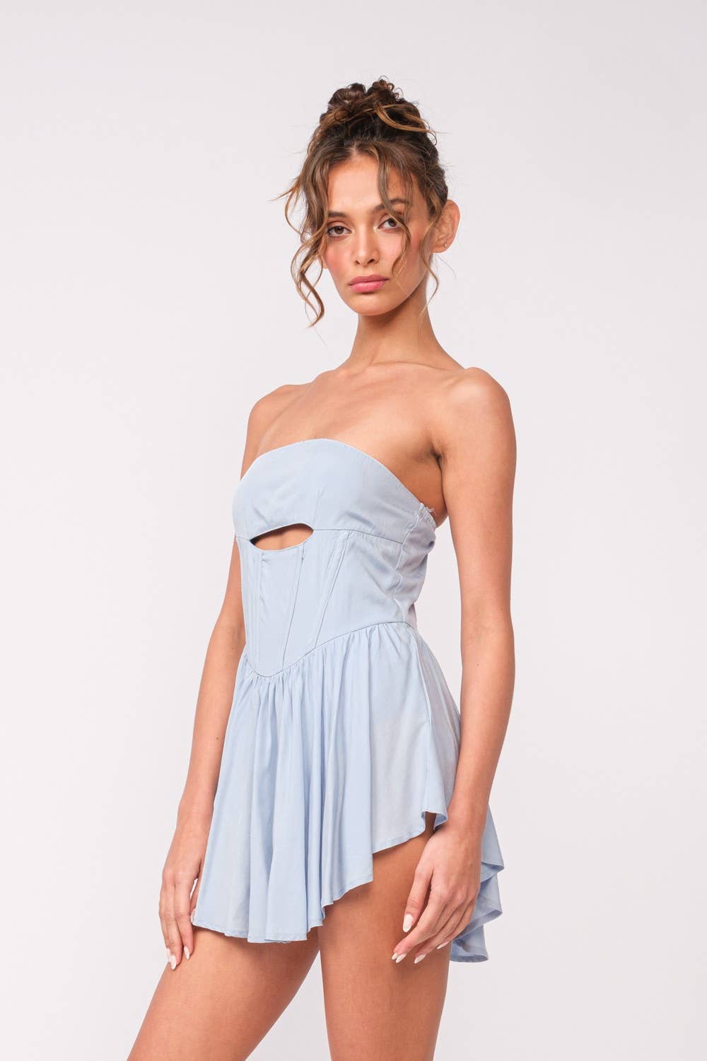 Sky to Moon - Wholesale Romper - Women's - SOLID COLOR FRONT CUTOUT MINI ROMPER DRESS6